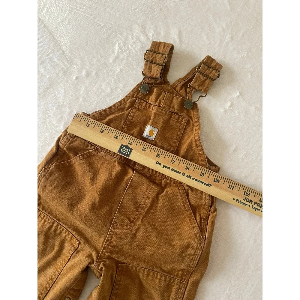 Carhartt Kids Brown Duck Canvas Bib Overalls CM8609 12M Leg Snaps Workwear